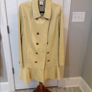 CAbi Light Yellow Trench Coat with Dotted Pattern